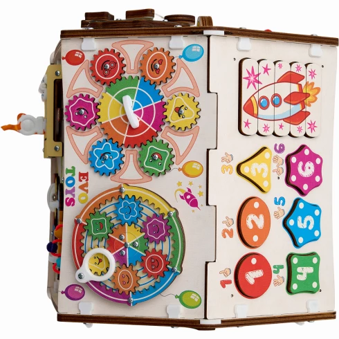 Бизиборд домик Карусель 30х35 см со светом